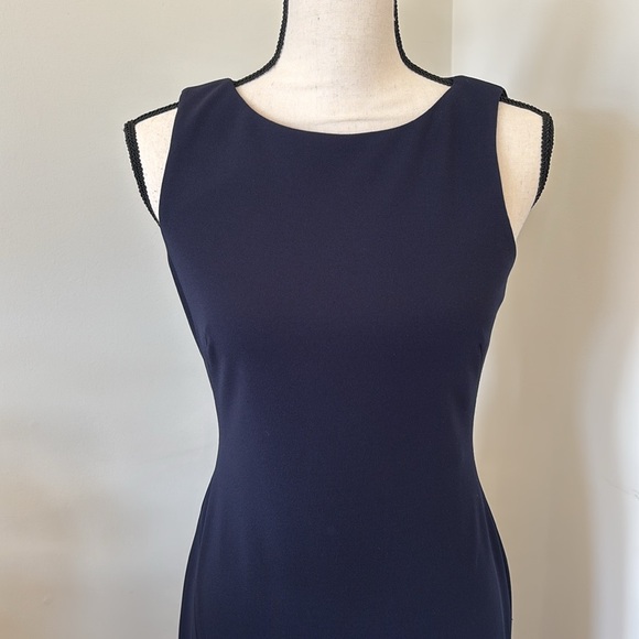 Calvin Klein Navy Maxi Dress with Front Ruffled Slit Size 2 - Picture 2 of 6